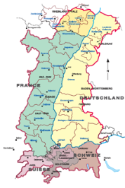 Kartenausschnitt des Gebiets der Oberrheinkonferenz