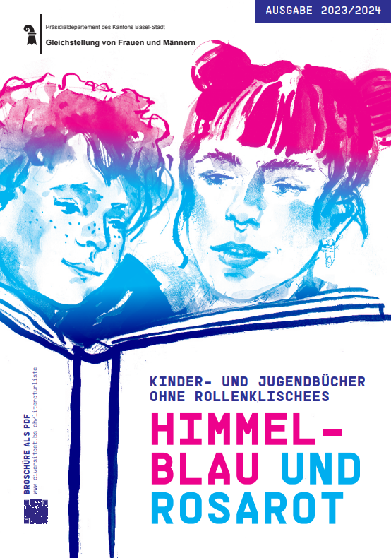 Titelbild der Broschüre, auf dem zwei Kinder in einem Buch lesen