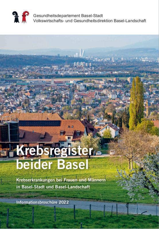 Deckblatt Informationsbroschüre des Krebsregisters beider Basel 2022