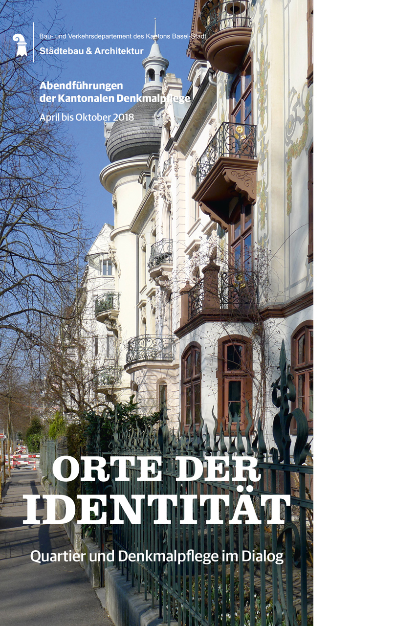 Coverbild Broschüre Abendführungen der Kantonalen Denkmalpflege Basel-Stadt 2018