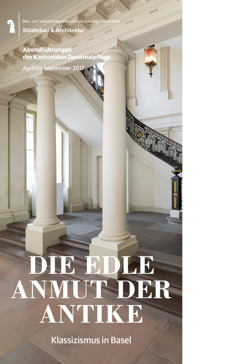 Coverbild Broschüre Abendführungen der Kantonalen Denkmalpflege Basel-Stadt 2017