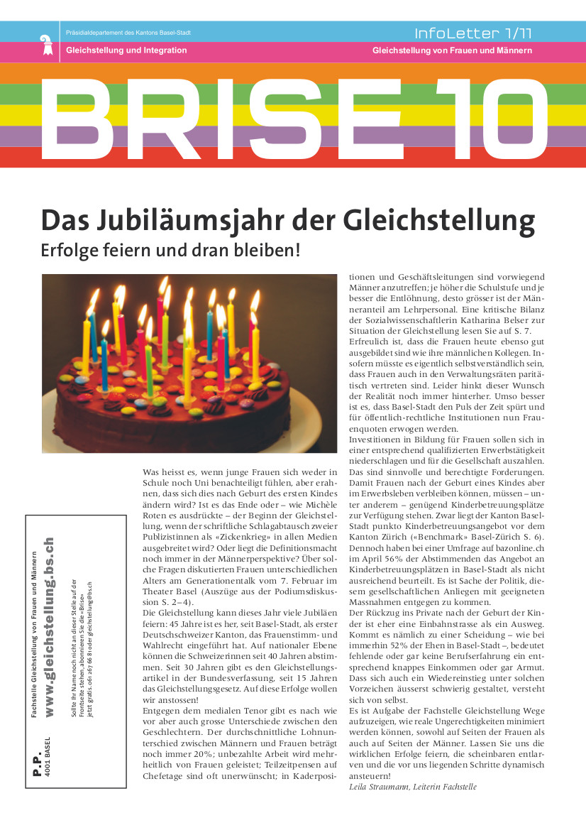 Titelbild der BRISE 10: Das Jubiläumsjahr der Gleichstellung
