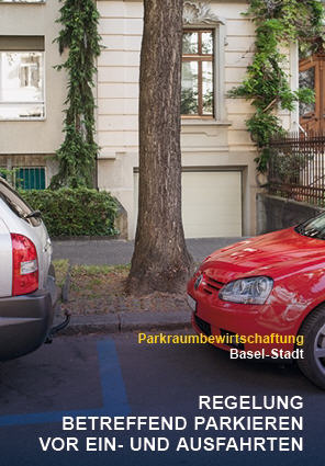 Cover Publikation: Parkraum vor einem Haus in Basel auf dem zwei Autos parkieren. Zu sehen ist das Heck eines weissen Kleinwagens sowie die Fron eines roten PKW.