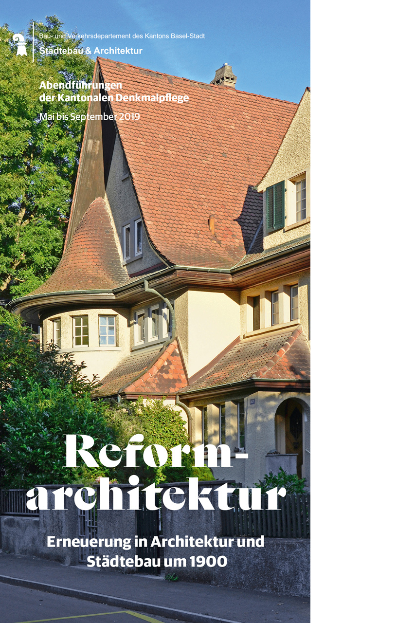 Coverbild Broschüre Abendführungen der Kantonalen Denkmalpflege Basel-Stadt 2019