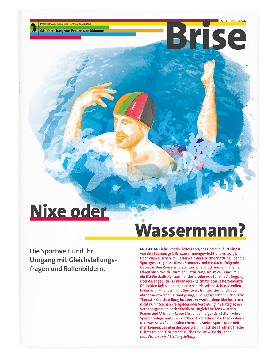 Cover Brise 21: Illustration Mann als Synchronschwimmer